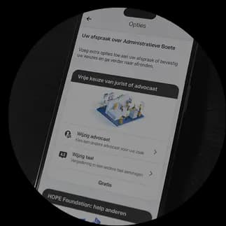 Cliënt selecteert extra juridische opties in de app van The Law Firm.