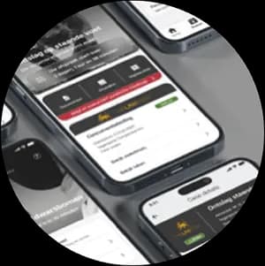 Verschillende schermen van The Law Firm app met functies voor dossiers, afspraken en juridisch advies.