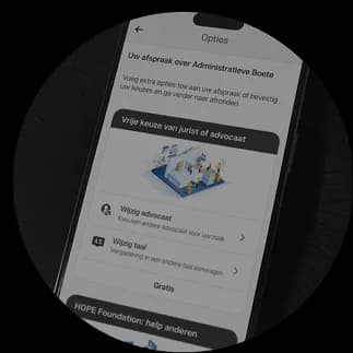 Cliënt selecteert extra juridische opties in de app van The Law Firm.